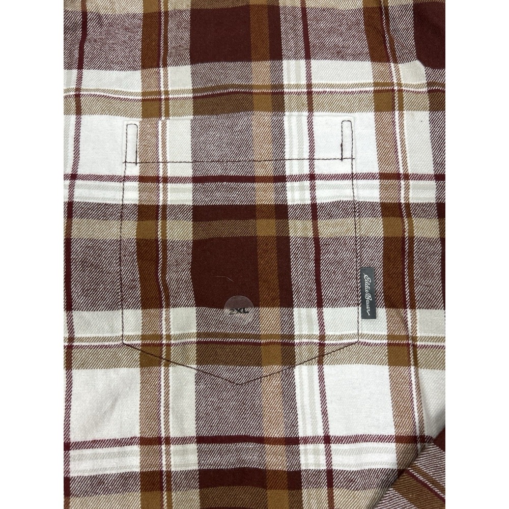 Eddie Bauer Flannel Shirt Mens 2XL Plaid Checkered Long Sleeve Red White - Picture 3 of 7